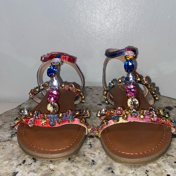 Candies Camilos Multi-Colored Rhinestone Gladiator Strappy Sandal-Women’s Size 6 - Picture 3 of 14